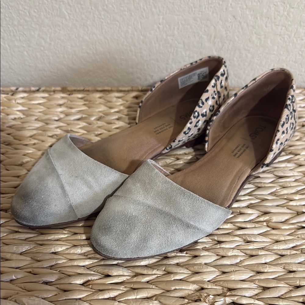 Toms Gray and Tan Slip-On Flats